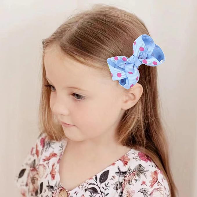 Grosgrain Ribbon Polka Dot Hair Bow Baby Girls Polka Dot Hair Clips Infant Toddler (orange)