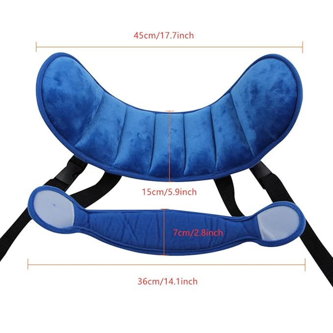 Car Seat Head Support Band, Adjustable Child Neck Relief, Infants and Baby Head Support (Blue)