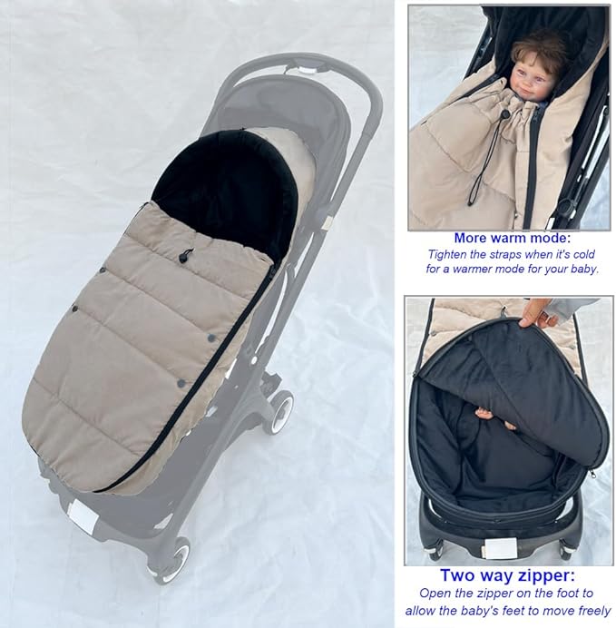 universal Stroller accessories winter footmuff compatible with Bugaboo Butterfly stroller, warm socks for Bugaboo Bee stroller, rainproof fabric (Camel color)