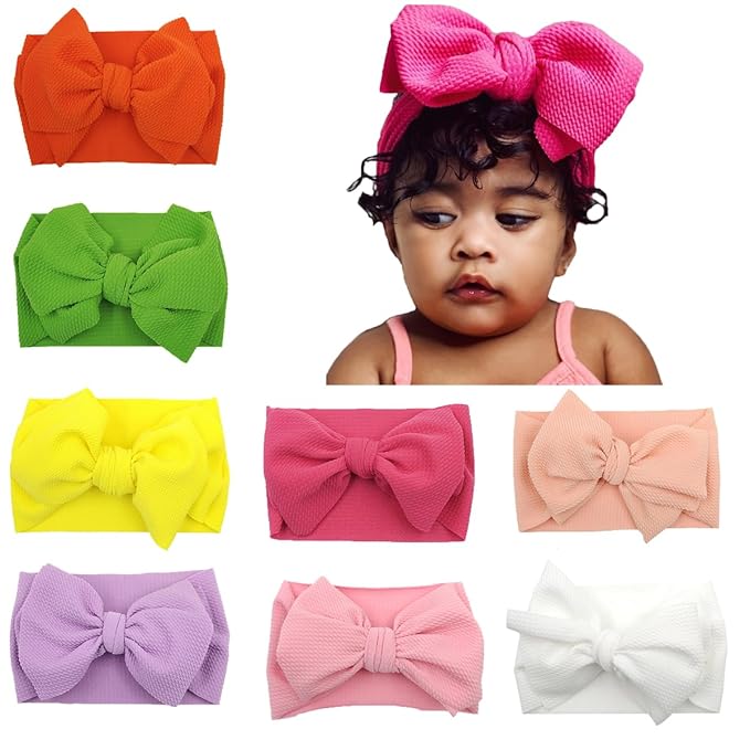 Baby Headbands for Girls Nylon Hair Bows Turban Knotted Headwraps for Newborn Infant Toddlers Kids (PR20)
