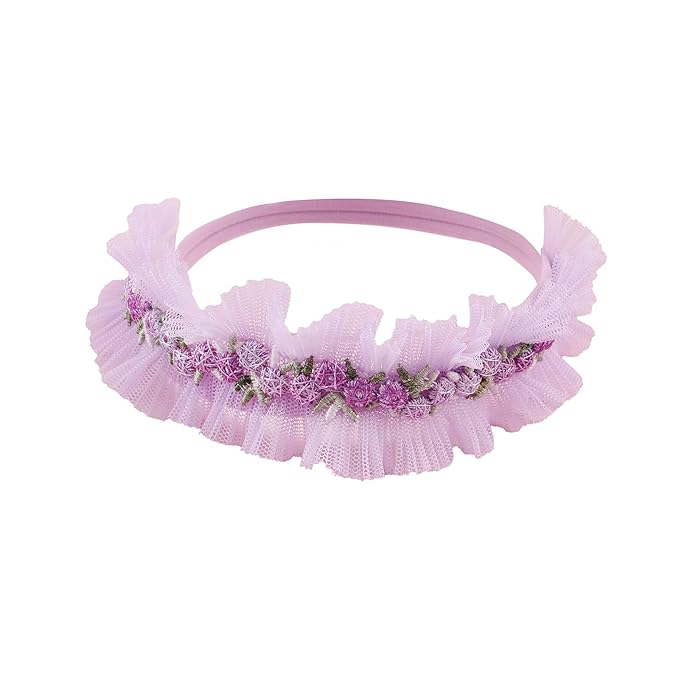 Baby Girl Flower Headbands and Bows, Stretchy Soft Nylon Floral Crown, 3pcs Handmade Hair Accessories for Newborn Infant Toddler