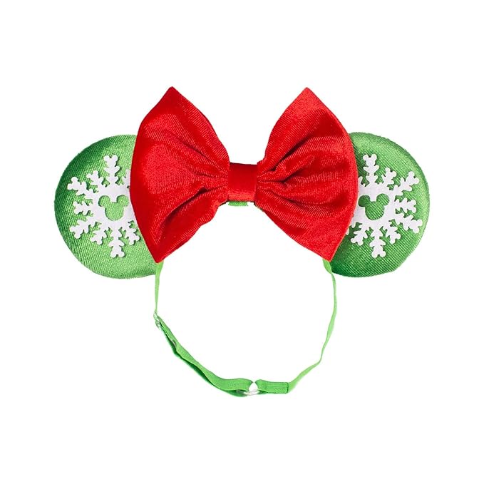 JIAHANG Velvet Mouse Ears Elastic Headband with Red Bow, Baby Girls Hair Bow Adjustable Hairband, Fashion Headwear for Newborn Infant Toddlers