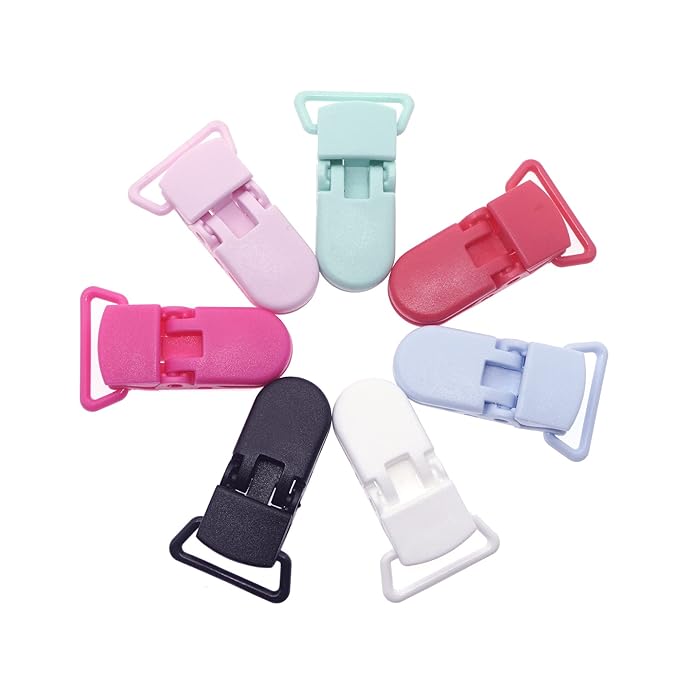 25Pcs Pacifier Clips Holders Suspender Mitten Binky Clip for DIY Dummy Chain Baby Blankets Bib Holder Suit for 20mm Ribbon (Mix 20 Color)
