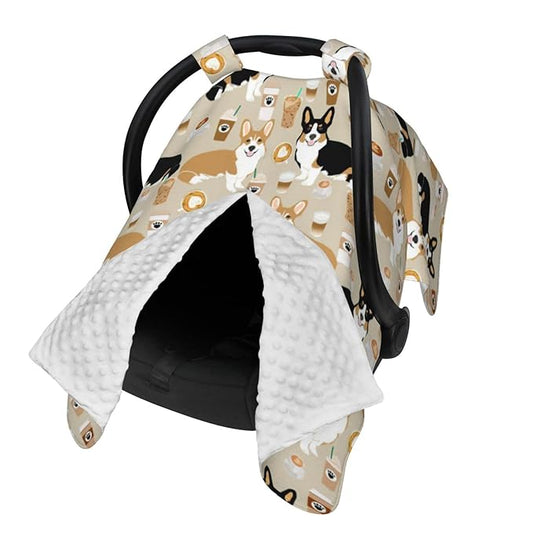 Corgi Gifts for Corgi Lovers Baby Car Seat Canopy Cover 39x27.5 Inches Multi Use Nursing Cover for Newborn Canopy Mom Nursing Breastfeeding Covers