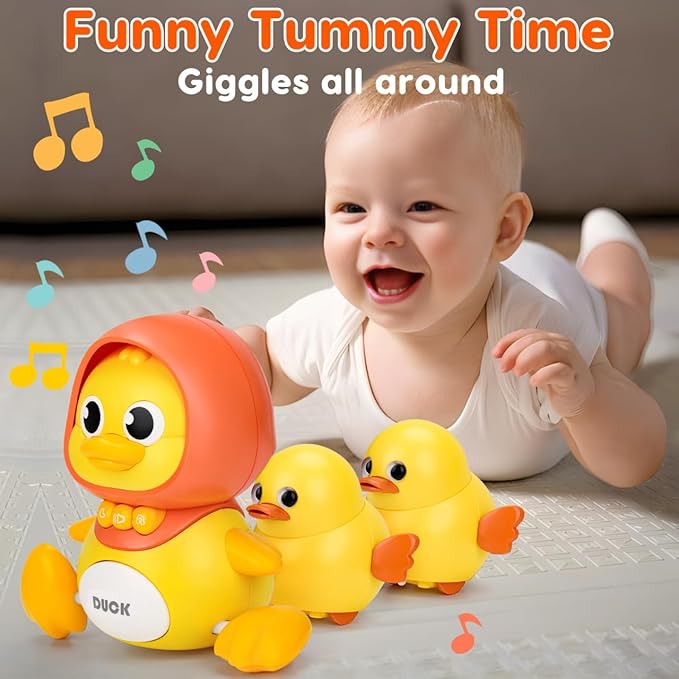 Baby Toys 6-12 Months Musical Duck Toy Set 3 4 5 6 7 8 9 Month Old Tummy Time Infant Newborn Crawling Moving Light Up Toys for Babies 9-12-18 Months First Birthday Easter Shower Gifts for 1 Year Old