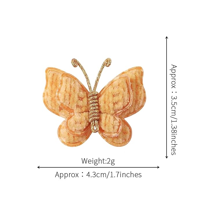 2 Pcs Butterfly Hair Bow Girl, Kid's Cute Hair Clips Barrettes Accessories for Infants Toddlers Baby Kids Fine Hair (Yellow)