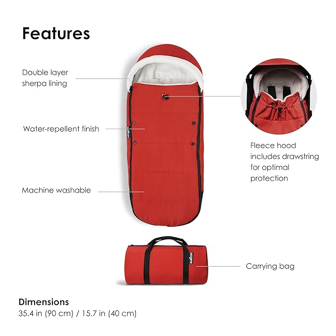 Babyzen YOYO Footmuff With Double Layer Sherpa Lining - Red