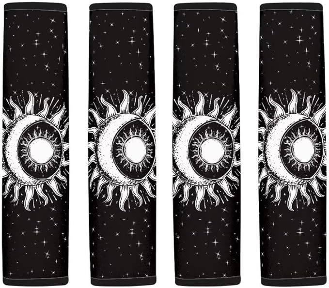 Sun Moon Print Seat Belt Cover for Women Soft Car Seat Belt Pad Cover for Adults Kids 2 Packs Universal Size