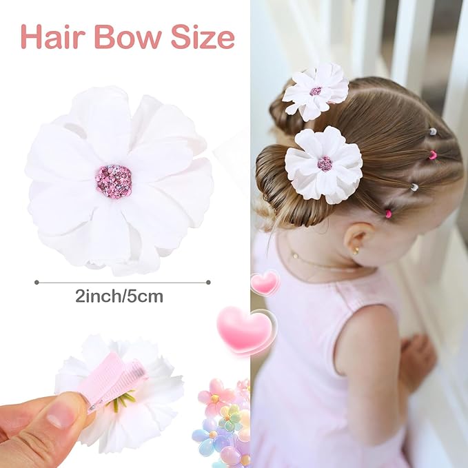 OAOLEER 40pcs 2" Flower Baby Hair Bows Clips, Flower Tiny Hair Clips Fine Baby Hair Accessories for Girls Infants Toddlers Set of 20 Pairs