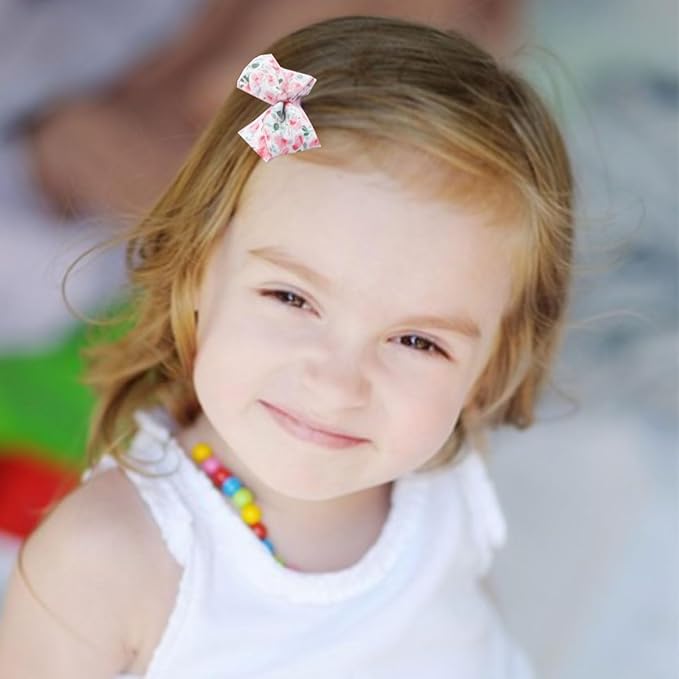 FZBNSRKO Hair Clip, 25pcs Cute Rainbow Baby Girl Hair Clips, Children Hair Clips for Infants Toddlers Kids, Polyester Printed Fabric, Snap Closure, Set of 5 Random Styles