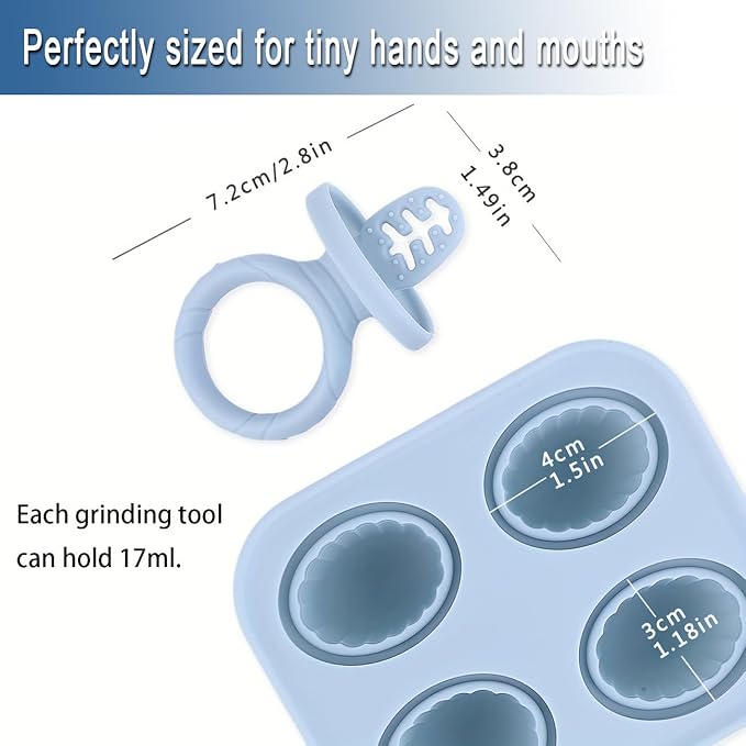 Silicone Popsicle Molds, Mini Breastmilk Popsicle Molds with Sticks, Frozen Breast Milk Teether Popsicle Maker Ice Pop Molds for Infant Feeding Spoon (2Set-Blue)