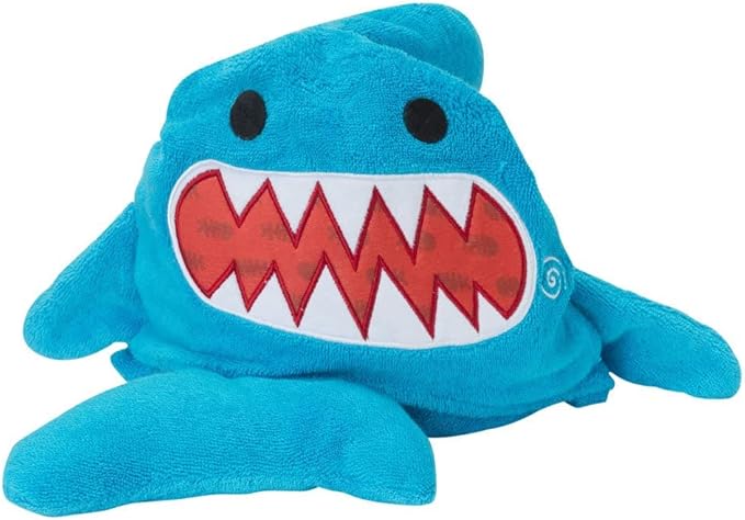 ZOOCCHINI Hooded Bath Towel for Kids 100% Cotton Terry, Plush & Absorbent for Bathtime or Pool, 50" x 22" 2-6 Years, Sherman the Shark