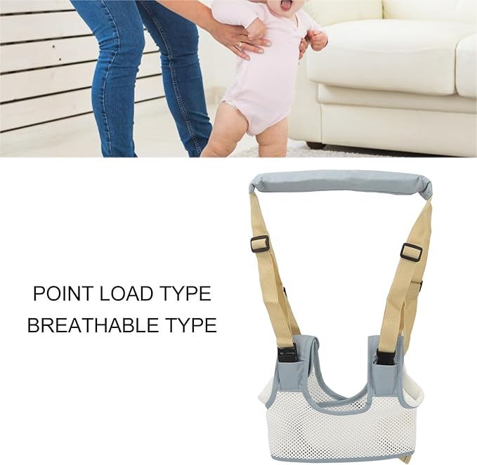 Baby Walking Harness, Adjustable Multi Functional Standing Up Belt, Detachable 3D Breathable Baby Walking Helper, Handheld Safety Harness Assistant Belt for Toddlers Infants Child(Lake Blue)