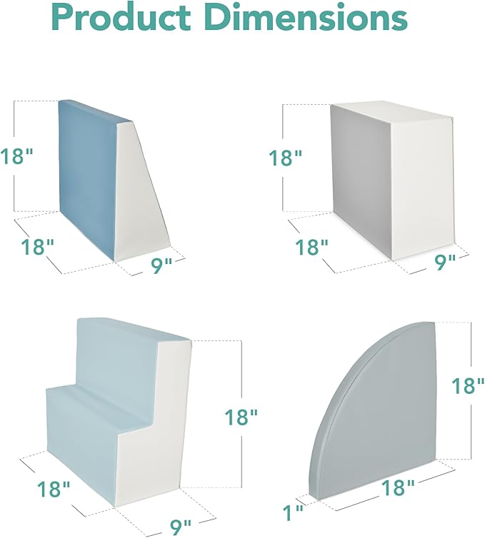 Best Choice Products Soft Foam Climbing Blocks for Toddlers, 4-Piece Baby Play Set, Easy-Clean Vinyl Foam Shapes, Safe Certified Materials, Early Learning Motor Skill Development Toy - Blue