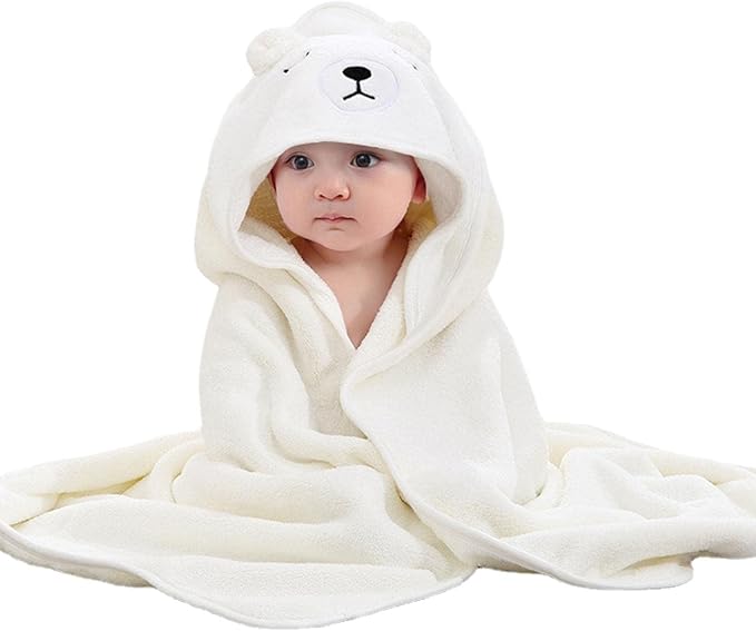 Hooded Baby Towel, Baby Bath Towel Hooded Bath Blanket, Baby Cotton Animal Face Hooded Towel, Absorbent Coral Fleece Hooded Baby Bath Shower Towel Gifts for Infant Newborn Toddlers, 31 * 31in