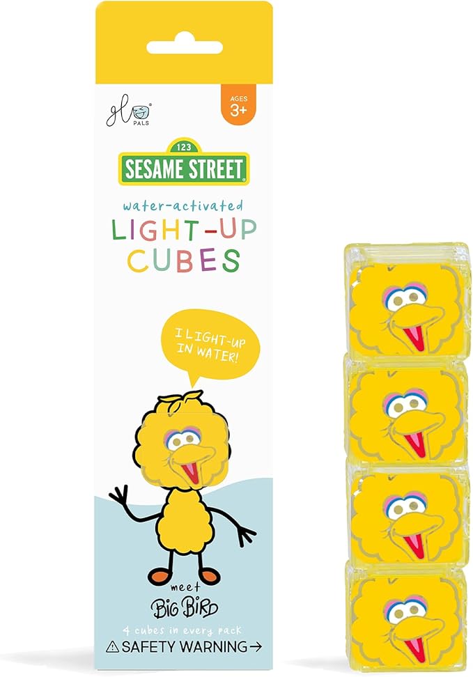 Glo Pals x Sesame Street Water-Activated Light-Up Cubes for Sensory Play (Big Bird - Cubes Only)