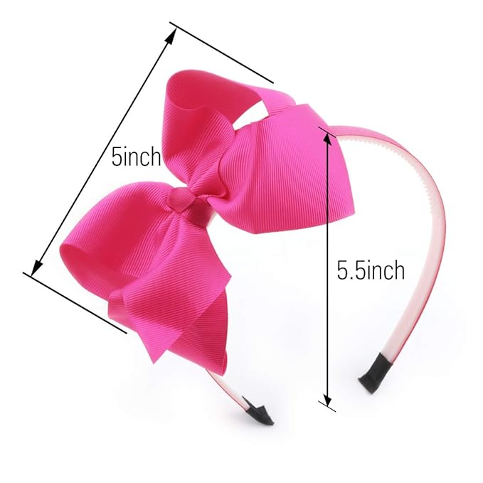 5Inch Hair Bows Headbands for Girls Grosgrain Ribbon Bows Hairbands for Toddler Kids Children Hair Accessories Pack of 8