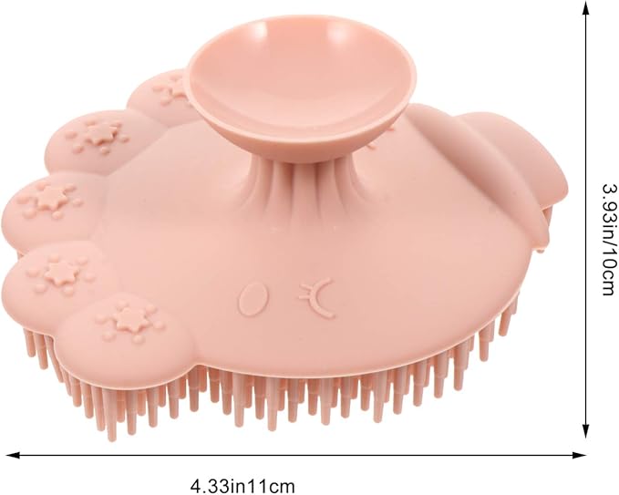Bath Silicone Brush Scalp Massager Shampoo Brush Comb for Kids Pink