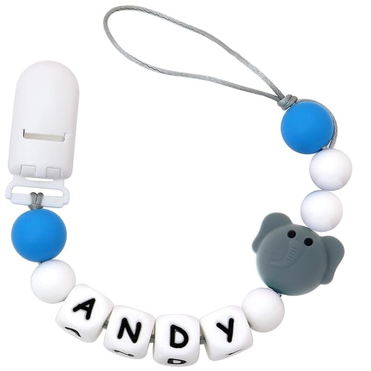 Personalized Pacifier Clip with Name, Custom Chain Clip for Baby Shower Gift