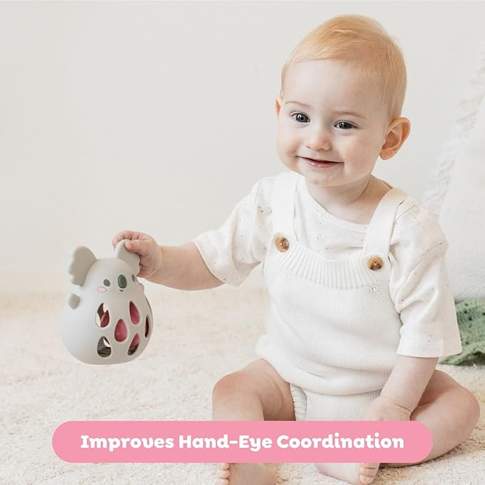 Tiger Tribe Silicone Koala Rattle - BPA-Free, Soft Sensory Toy for Newborns, Gentle Sound, Easy Grip for Little Hands, Food-Grade, Ideal for Baby 0-2 Years
