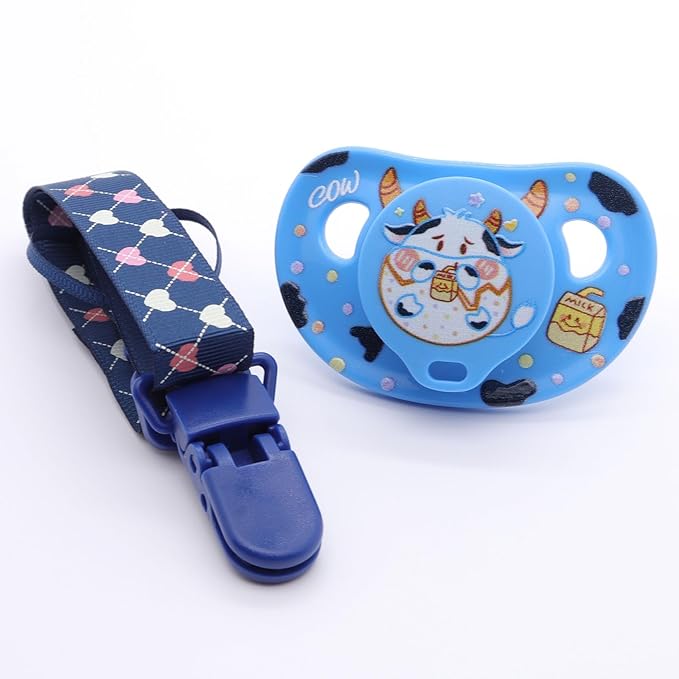 Adult Pacifier for Anxiety: Cute Paci Large Shield for Sleep - Handle Binky with Pacifier Holder Clips