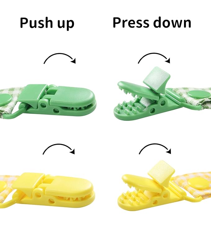 CutiePlusU Adult Pacifier Clip Adult Size Pacifier Holder Clip 4 Pack- Dinosaur Baby