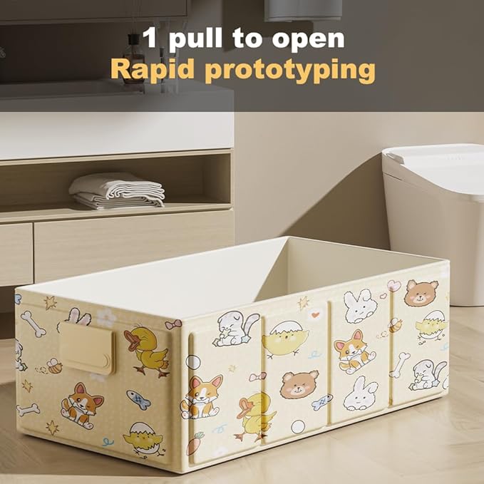 Foldable Baby Bathtub with Cute Animal Print, Portable Infant Bath Tub ，31.5x17.7x9.8 Inch Expanded (Yellow)