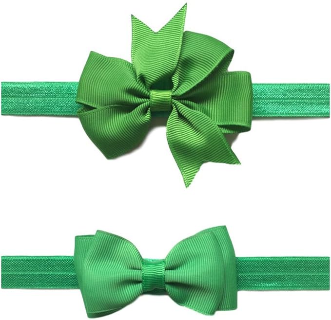 2pc/Set Baby Girls Grosgrain Ribbon Hairband Set Ribbon Bows Hair Tie Headband JB10