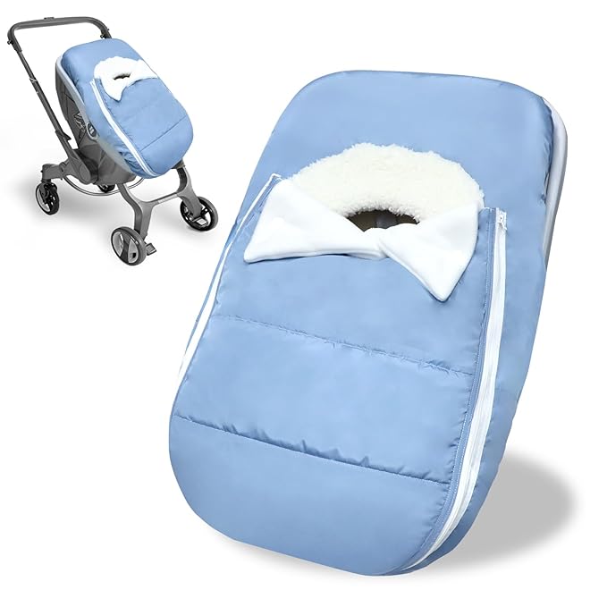 Car Seat Cover Baby Winter, Waterproof Carseat Covers Newborn Boy, Windproof Infant Car Seat Cover Warm & Breathable Use Universal Blue