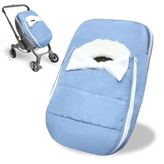 Car Seat Cover Baby Winter, Waterproof Carseat Covers Newborn Boy, Windproof Infant Car Seat Cover Warm & Breathable Use Universal Blue