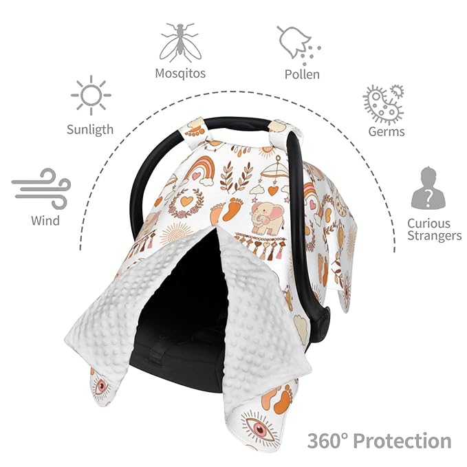 Boho Baby Car Seat Canopy Cover, Nursing Cover for Newborn, Boho Baby Stuff Stroller Cover for All Seasons