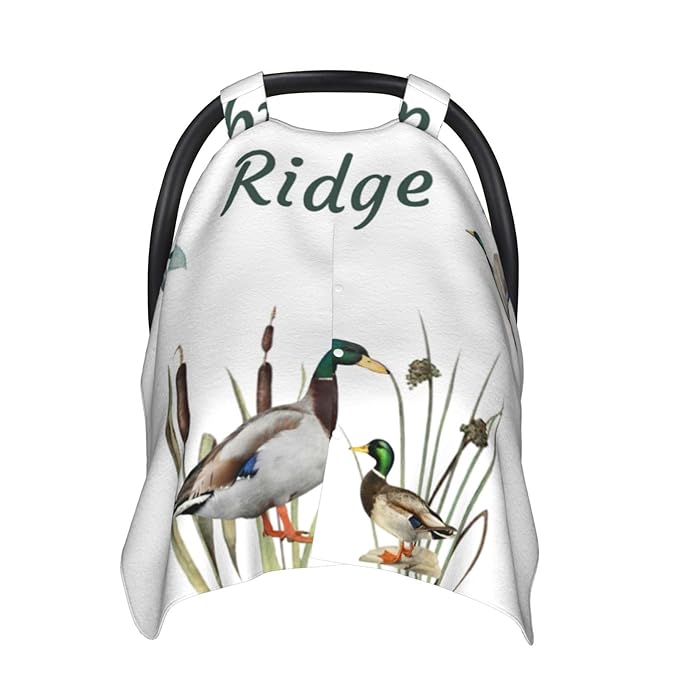 Custom Baby Car Seat Canopy with Name, Personalized Stroller Baby Car Seat Covers for Boys Girls, Minky Nursing Carseat Cover for Breastfeeding, Car Seat Canopies for Infant Newborn(Wild Duck)
