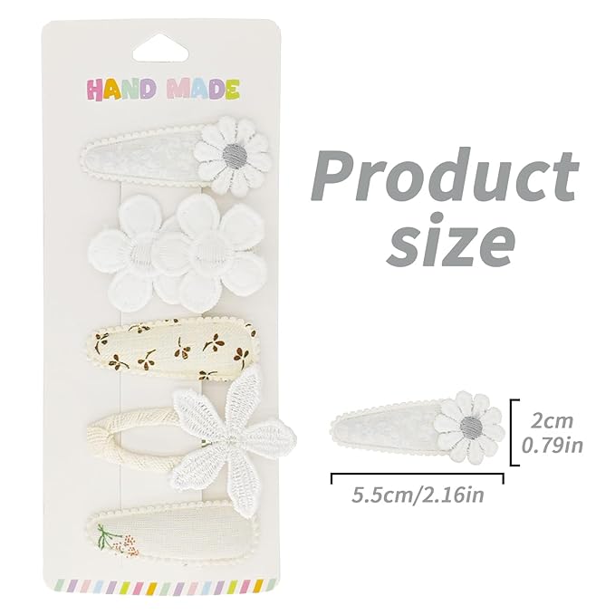 5 Pcs Baby Hair Clips Set – 4 Soft Snap Barrettes + 1 Duckbill Clip for Girls & Toddlers, Minimalist Non-Slip Toddler Hair Clips for Thin and Thick Hair