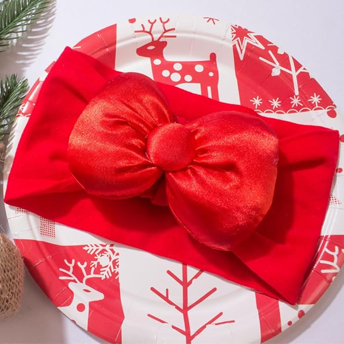 Red Bow Headband for Baby Girls Valentines Hair Band Hair Accessories for Toddler Christmas Headbands TSFD23 (Red Green, One Size)