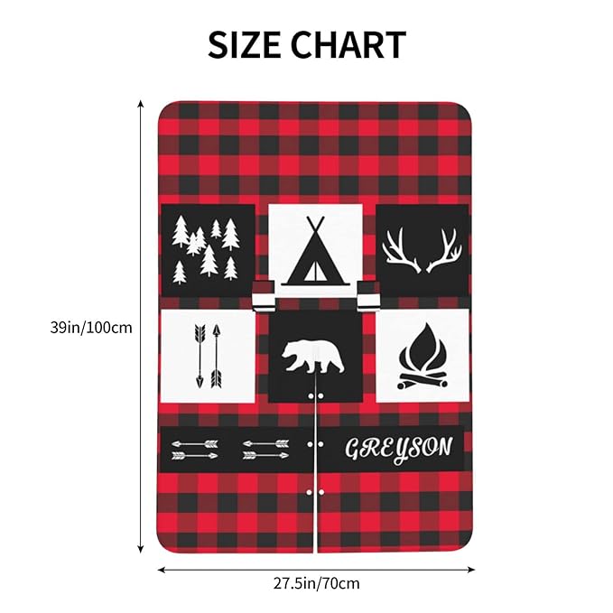 Personalized Red Plaid Deer and Bear Baby Infant Car Seats Canopy for Babies with Name, Custom Multi-use Blankets for Baby Boys Girls, Peekaboo Minky Nursing Stroller Cover Canopies for Newborn
