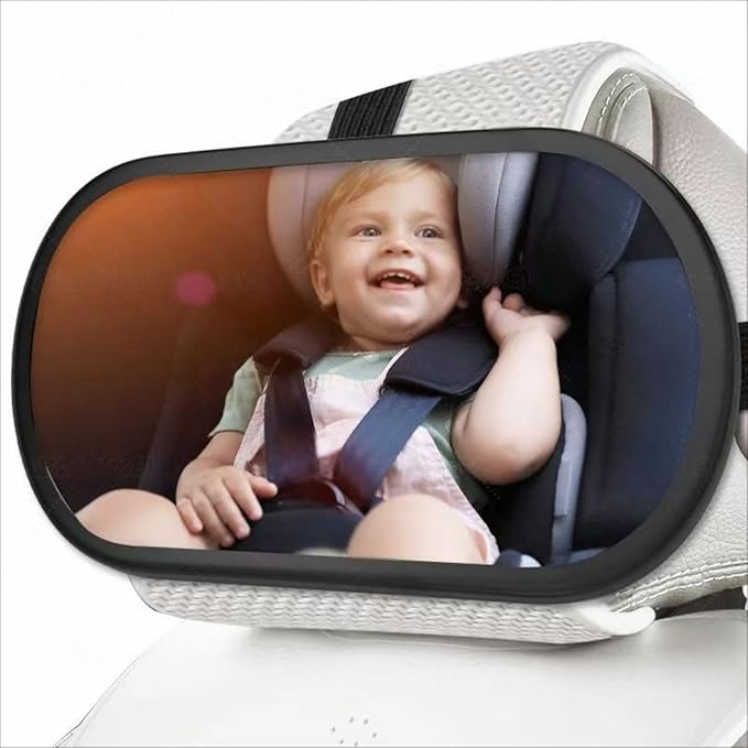 Baby Car Mirror, Rear Facing Car Seat Mirror Safety for Infant Newborn, Clear Wide View, 360° Rotation, Easily Observe the Baby Move, Secure, Shatterproof(Black)