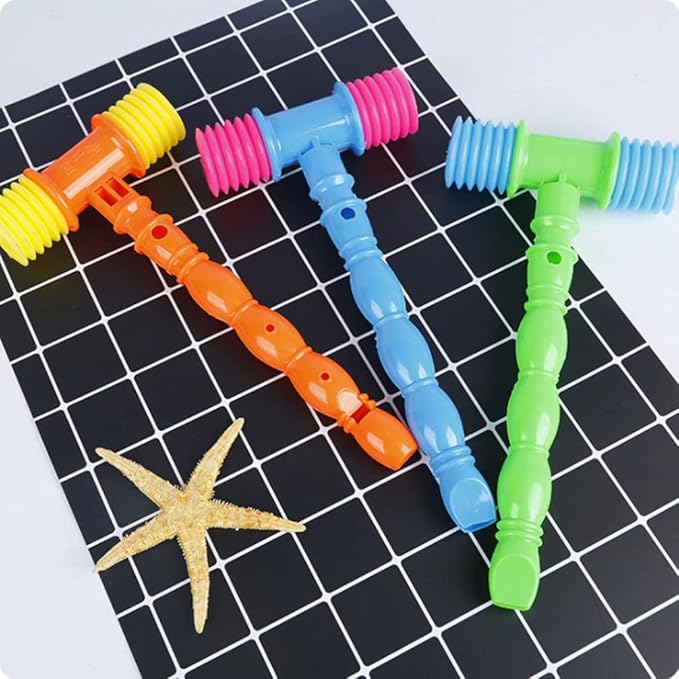 Toyvian 12 Pack Toddler Hammer Toys Soft Plastic Squeaky Sound Hammer Toy for Kids Ages 1-4 Party Favors and Outdoor Play