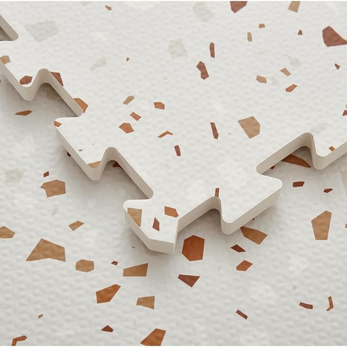 Clay Terrazzo Play Mat for Babies, Children and Toddlers, 4x6 Feet, Interlocking Foam Tiles, Soft Non-Toxic Foam
