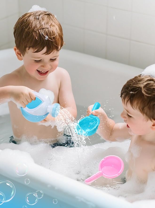 Small Bath Toys for Toddlers Age 1-3 - Super Easy to Clean Water Table Toys, Baby Bath Tub Swimming Pool Beach Toy Accessories for Fun Tactile Training Newborn Gifts, 3 Pack (Blue)