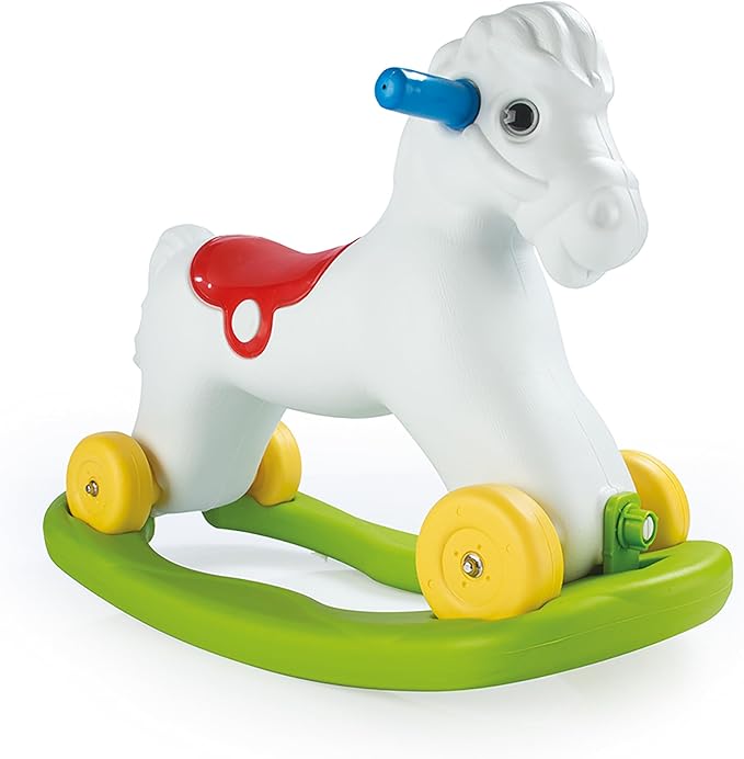Dolu Wheeled Rocking Horse 2 in 1 Toddler Ride On Toy with Removable Sled and Push Along Option for Kids Ages 2 and Up, Indoor and Outdoor Play, White