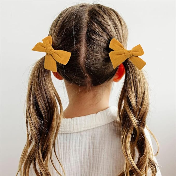 12 PCS Linen Bow Hair Clips for Baby Girls Hair Bows Alligator Clips Accessories Infants Toddler Kids Hairgrips (Assorted D)