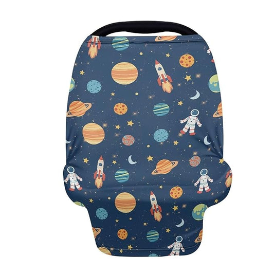 GIFTPUZZ Galaxy Car Seat Covers Nursing Cover Carseat Canopy for Babies Privacy Protection, Multi- Use Breastfeeding Covers, Nursing Scarf Baby, Infant Car Canopy for Spring Autumn