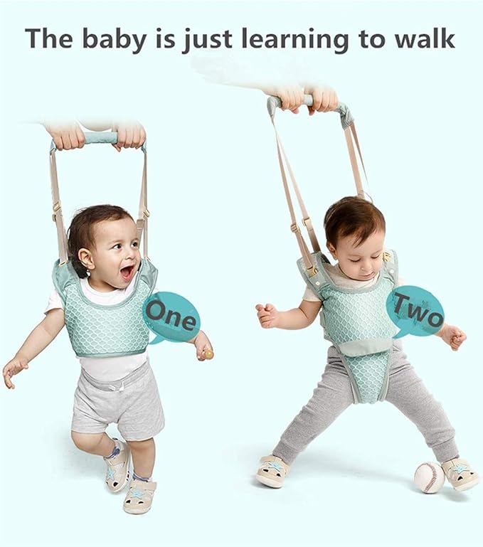 Baby Harness Belt for Toddler, Adjustable Handheld Stand Up and Walking Baby Walker Safety Harnesses, Pulling and Lifting Dual Use Infant Toddlers Walking Assistant Strap (Blue)