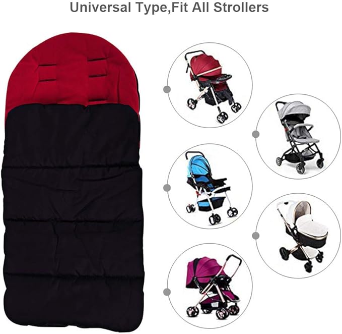 Universal Waterproof Baby Stroller Footmuff, Warm Winter Baby Bunting Stroller Cover with Dual Zipper, 3-Season Toddler Stroller Blanket for Cold Weather, Fit Infants Toddlers, Stroller(Red)