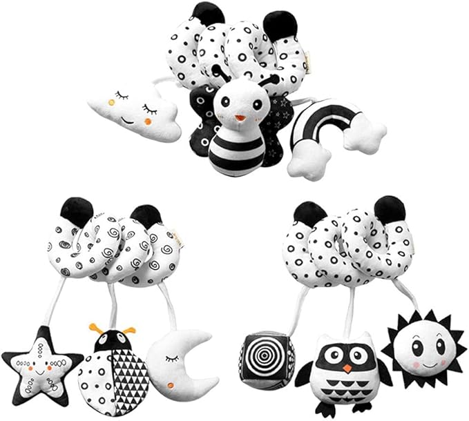 Baby Crib Pram Hanging Toys, Animal Stroller Car Seat Toy Hanging Rattles Bedside Crib Trolley for Newborn Kids (owl)