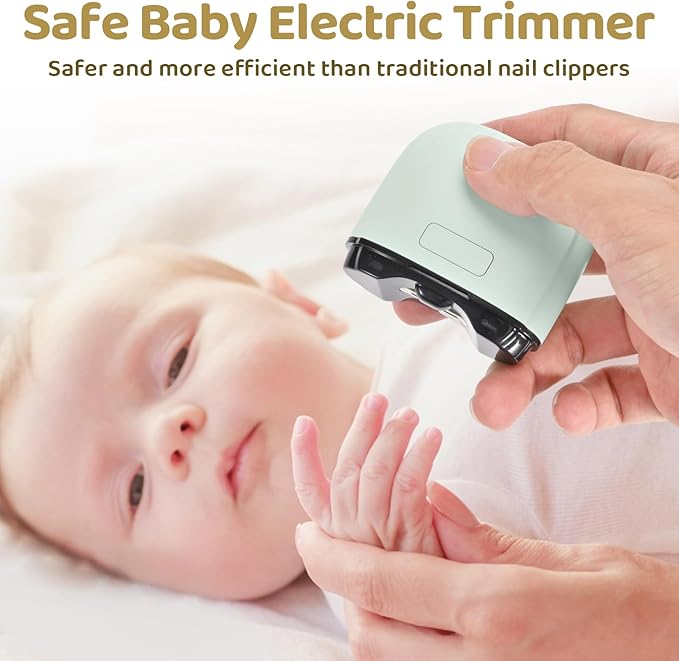 Electric Nail Clipper, Baby Nail Trimmer Electric, Baby Nail Clippers with Light,2-in-1 Nail File Set Rechargeable for Infant Baby,Toddler Kids, with 6 Grinding Heads,3 Speed Modes TpChapNi
