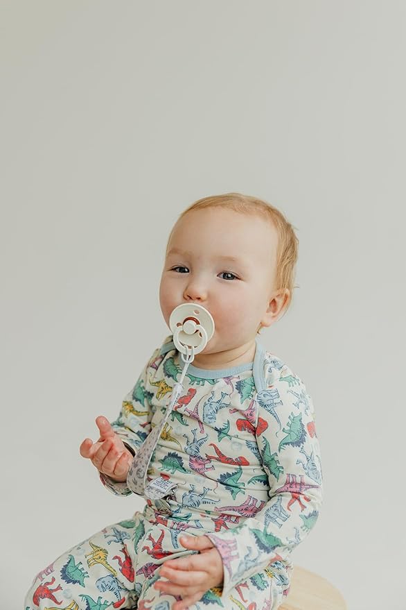 Copper Pearl Pacifier Clip 3-Pack: Premium Knit Binky Clips for Baby Girls and Boys - Stylish Stainless Steel Pacifier Holder Clip - Baby Pacifier Clips for No More Floor Drops - Jurassic Park