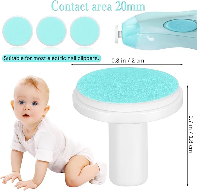 30pcs Baby Nail Trimmer Replacement Pads, Electric Baby Nail Grinding Heads for Standard Electric Kid Trimmer, File Replacement Pads for Kids 12 Months Up