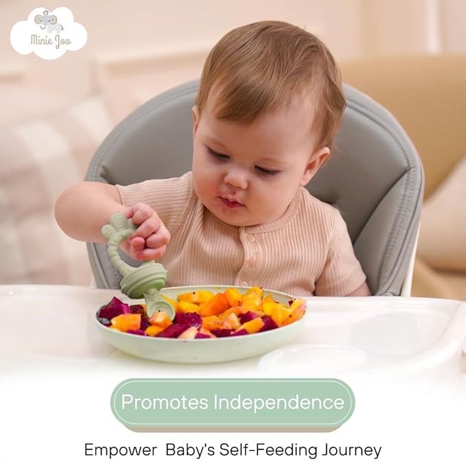 Baby Fruit Feeder Set – BPA-Free Silicone Fresh Food Feeder with 3 Replacement Teats, Teething Feeder for Fruits & Purees, Safe Self-Feeding for Babies 4+ Months