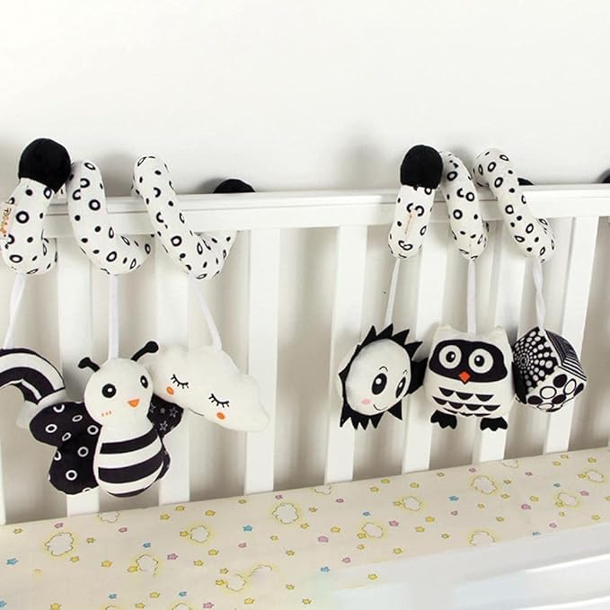 Baby Crib Pram Hanging Toys, Animal Stroller Car Seat Toy Hanging Rattles Bedside Crib Trolley for Newborn Kids (bee)